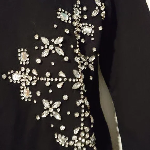 Hemant & Nandita Womens Black Handmade Blingy Sparkly Crystals Sweatshirt XS - Picture 7 of 14